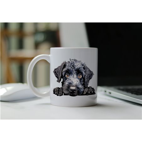 11oz mug  - peeking dog - Kerry Blue Terrier