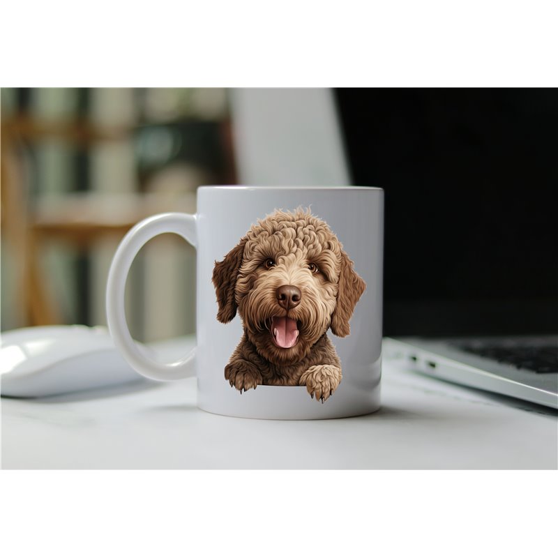 11oz mug  - peeking dog - Lagotto Romagnolo