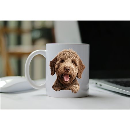 11oz mug  - peeking dog - Lagotto Romagnolo