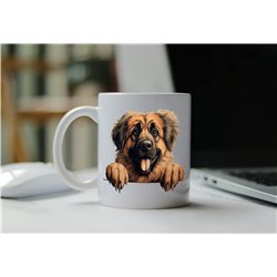 11oz mug  - peeking dog - Leonberger