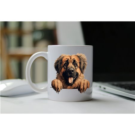 11oz mug  - peeking dog - Leonberger