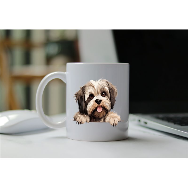 11oz mug  - peeking dog - Lhasa Apso