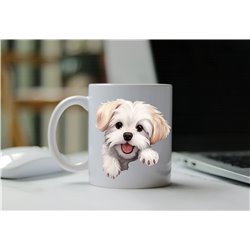 11oz mug  - peeking dog - Maltese