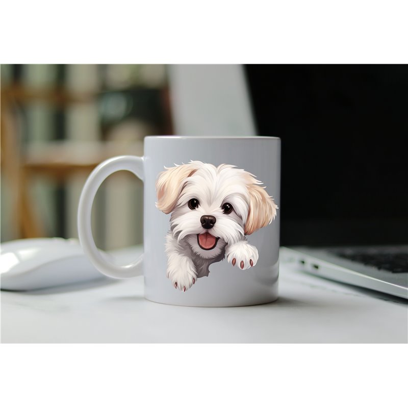 11oz mug  - peeking dog - Maltese
