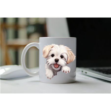 11oz mug  - peeking dog - Maltese
