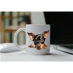 11oz mug  - peeking dog - Manchester Terrier