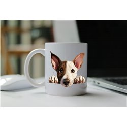 11oz mug  - peeking dog - Miniature Bull Terrier