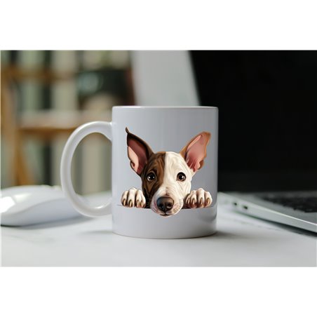 11oz mug  - peeking dog - Miniature Bull Terrier