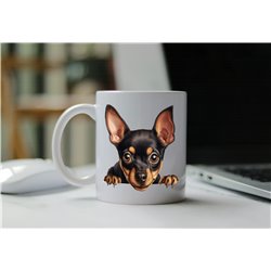 11oz mug  - peeking dog - Miniature Pinscher