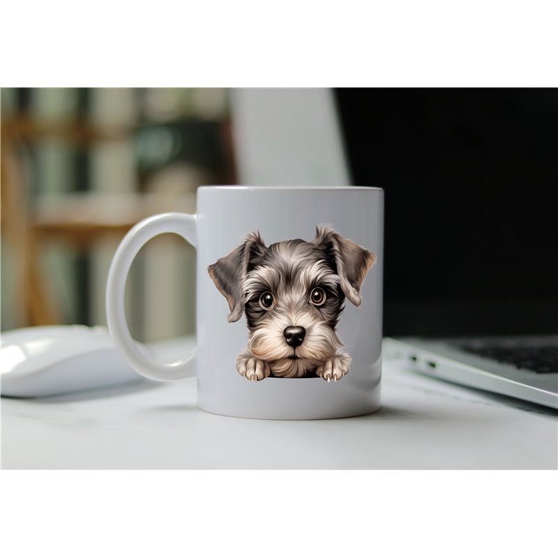 11oz mug  - peeking dog - Miniature Schnauzer