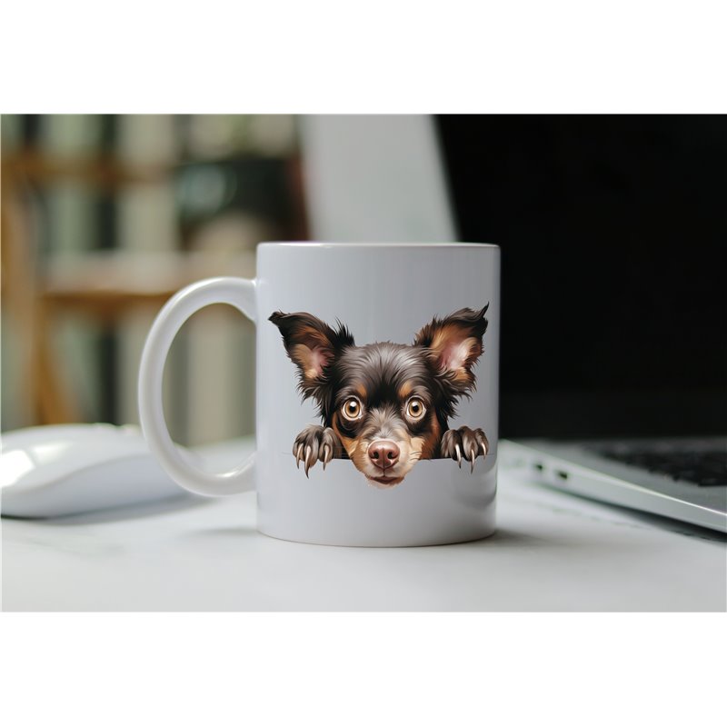 11oz mug  - peeking dog - Mudi