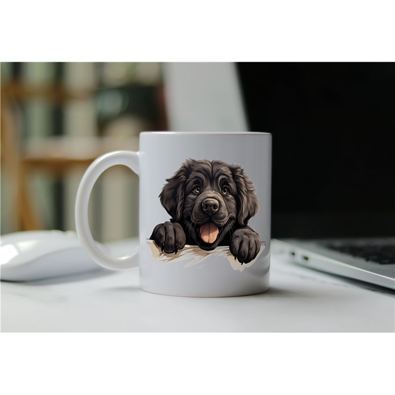 11oz mug  - peeking dog - Newfoundland