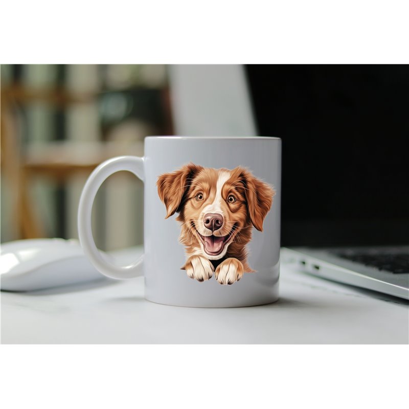 11oz mug  - peeking dog - Nova Scotia Duck Tolling Retriever