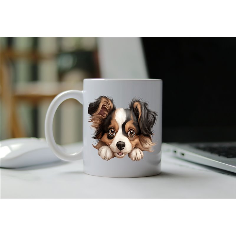 11oz mug  - peeking dog - Papillon