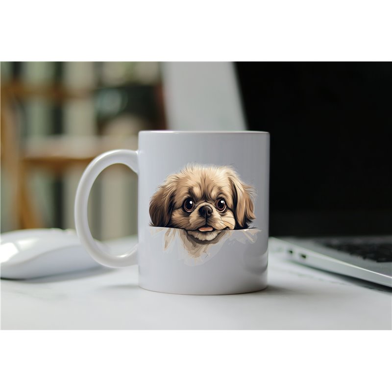 11oz mug  - peeking dog - Pekingese