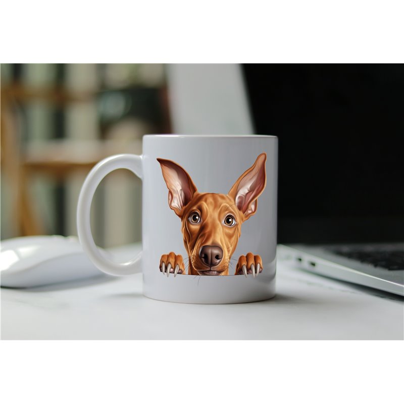 11oz mug  - peeking dog - Pharaoh Hound