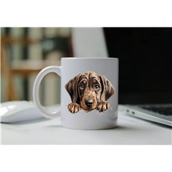 11oz mug  - peeking dog - Plott Hound
