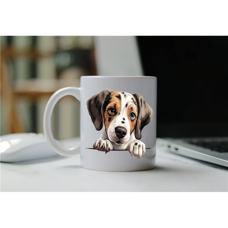 11oz mug  - peeking dog - Pointer