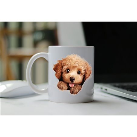 11oz mug  - peeking dog - Poodle
