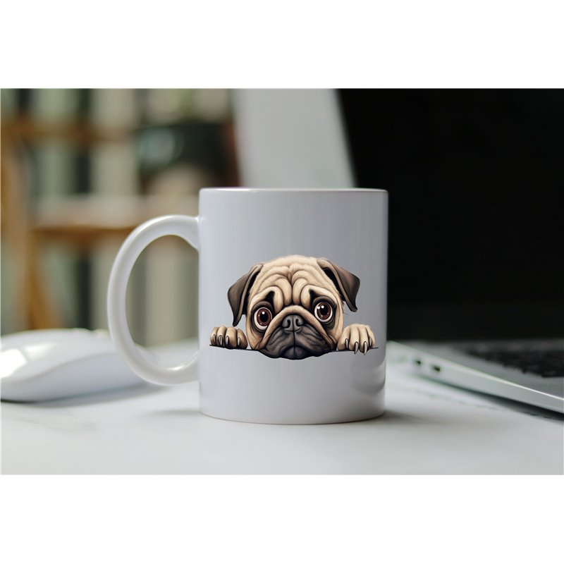 11oz mug  - peeking dog - Pug