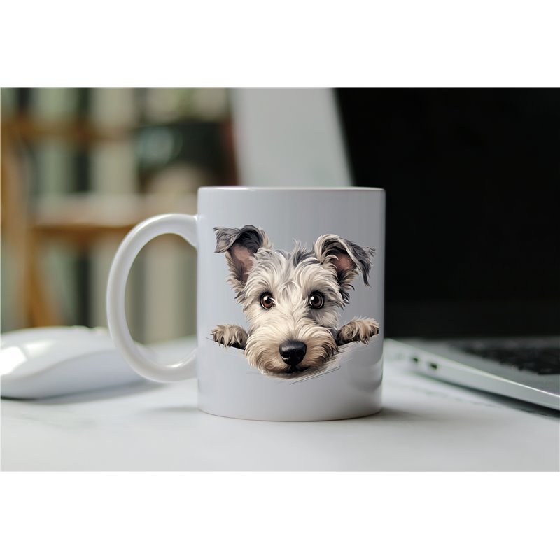 11oz mug  - peeking dog - Pumi