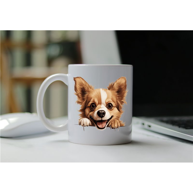 11oz mug  - peeking dog - Russian Toy