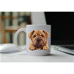 11oz mug  - peeking dog - Shar-Pei