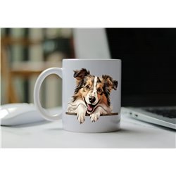 11oz mug  - peeking dog - Shetland Sheepdog