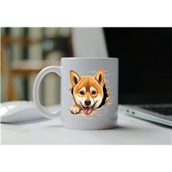 11oz mug  - peeking dog - Shiba Inu