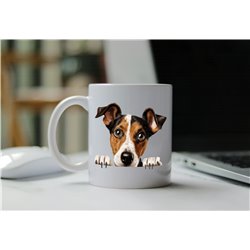 11oz mug  - peeking dog - Smooth Fox Terrier