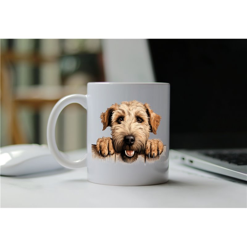 11oz mug  - peeking dog - Soft Coated Wheaten Terrier