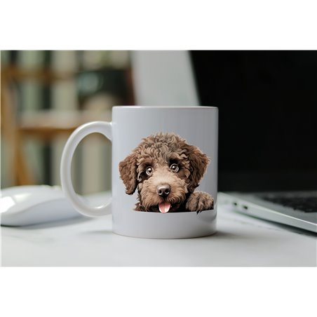 11oz mug  - peeking dog - Spanish Water