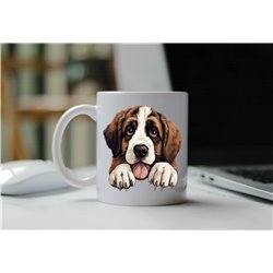 11oz mug  - peeking dog - St. Bernard
