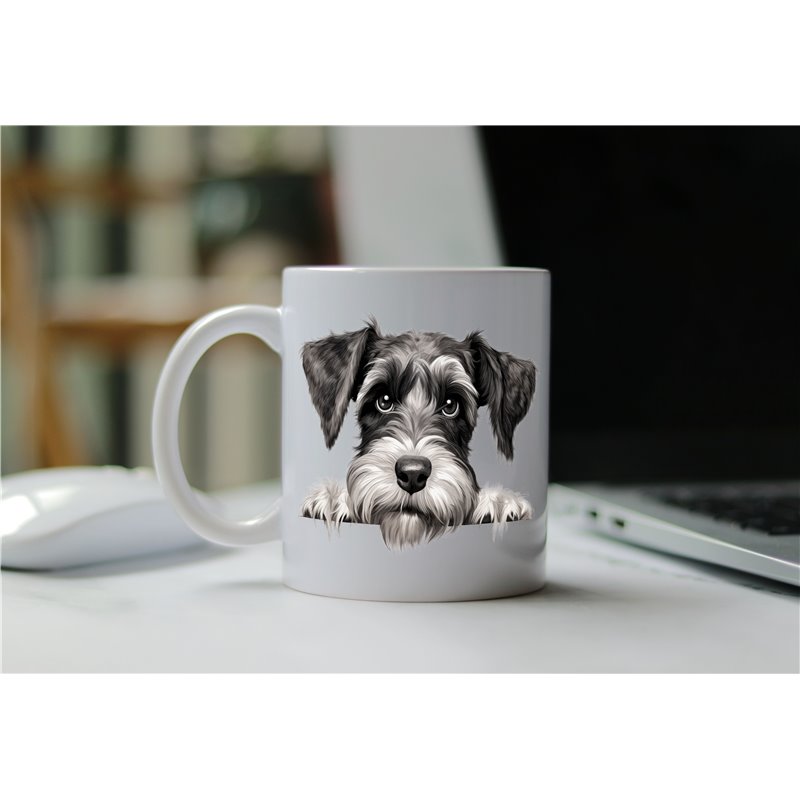 11oz mug  - peeking dog - Standard Schnauzer