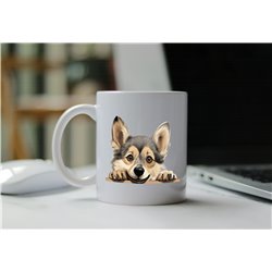 11oz mug  - peeking dog - Swedish Vallhund