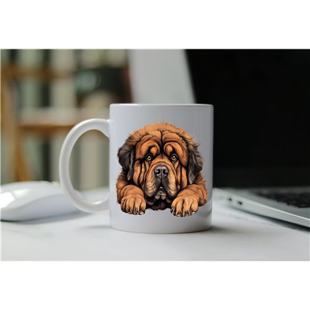 11oz mug  - peeking dog - Tibetan Mastiff