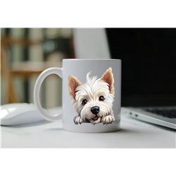 11oz mug  - peeking dog - West Highland White Terrier