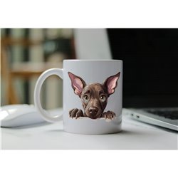 11oz mug  - peeking dog - Xoloitzcuintli