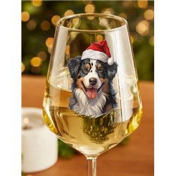Wine Glass  dogs -  Christmas Australian Shepherd Dog 1