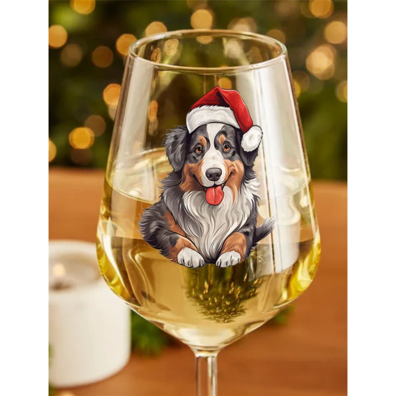 Wine Glass  dogs -  Christmas Australian Shepherd Dog 2