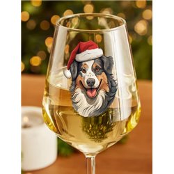 Wine Glass  dogs -  Christmas Australian Shepherd Dog