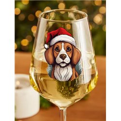 Wine Glass  dogs -  Christmas Beagle Dog 1