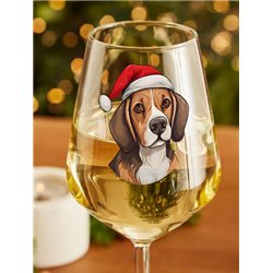 Wine Glass  dogs -  Christmas Beagle Dog