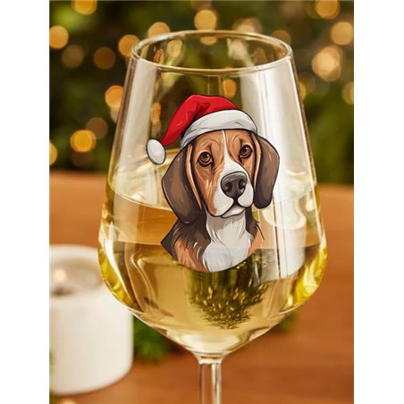 Wine Glass  dogs -  Christmas Beagle Dog