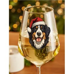 Wine Glass  dogs -  Christmas Bernese Mountain Dog Dog 1