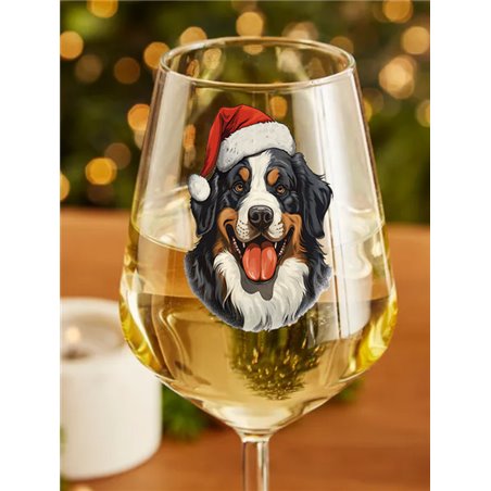 Wine Glass  dogs -  Christmas Bernese Mountain Dog Dog 2