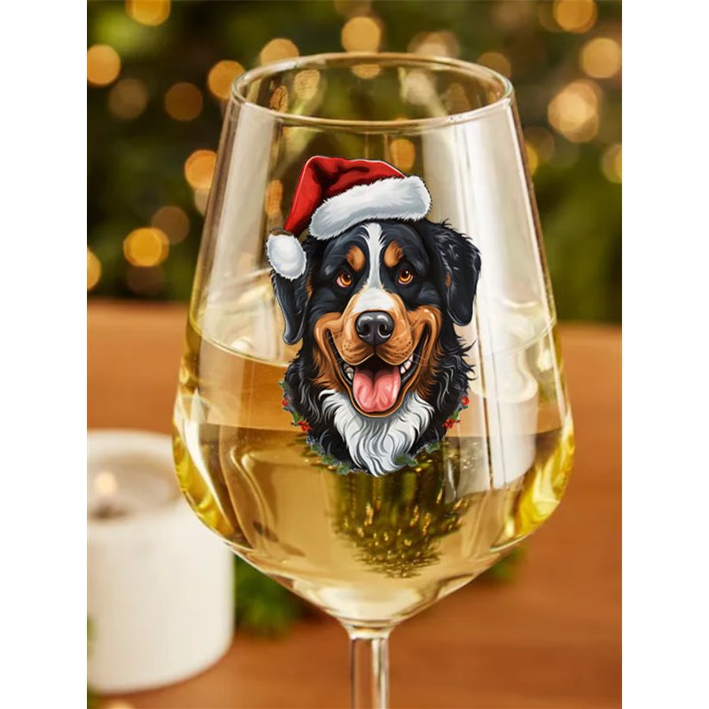 Wine Glass  dogs -  Christmas Bernese Mountain Dog Dog