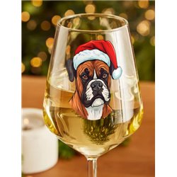 Wine Glass  dogs -  Christmas Boxer Dog 1