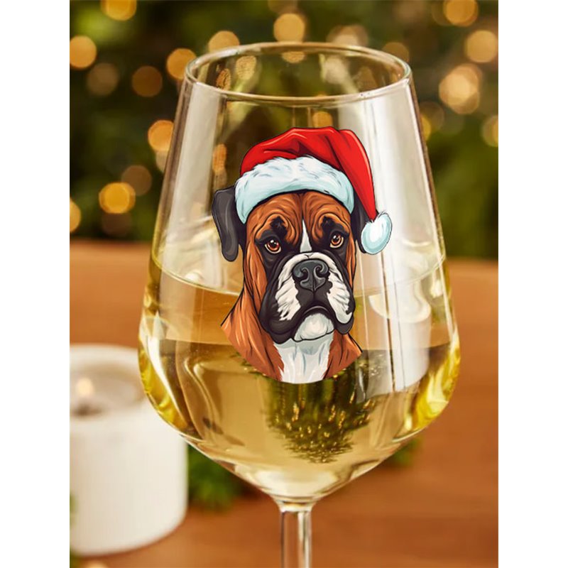 Wine Glass  dogs -  Christmas Boxer Dog 1