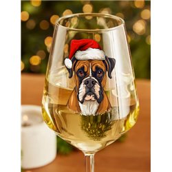 Wine Glass  dogs -  Christmas Boxer Dog 2